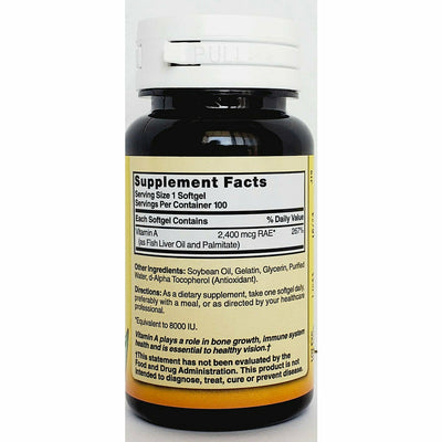 Vitamin A (8000 IU) 100 Softgels by Natures Blend