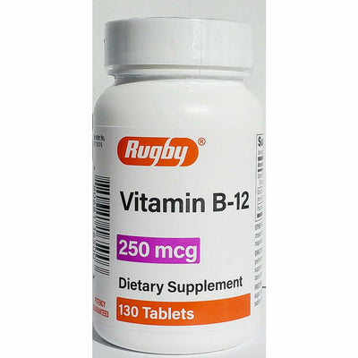 Vitamin B-12, 250 mcg 130 Tablets Each (1 or 3 Pack) by Rugby