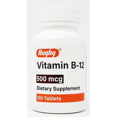 Vitamin B12 500 mcg 100 Tablets by Rugby