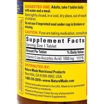 Vitamin C-1000 mg (Rose Hips) 60 (Time Release) Tablets by Nature Made