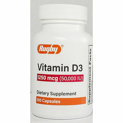 Vitamin D3 1250 mcg (50000 IU) 100 Capsules by Rugby
