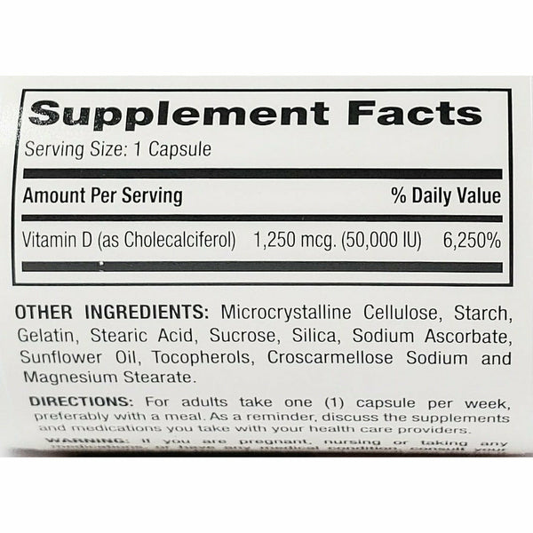 Vitamin D3 1250 mcg (50,0000 IU) Bone & Immune Support Hargraves