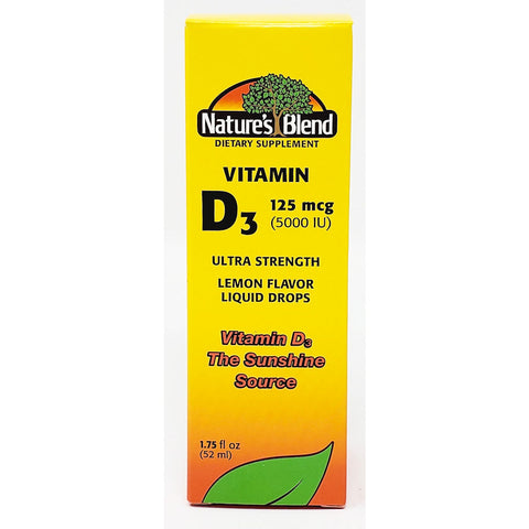 Vitamin D3 Liquid 125 mcg (5000 IU)1.75 fl oz (Sugar Free)