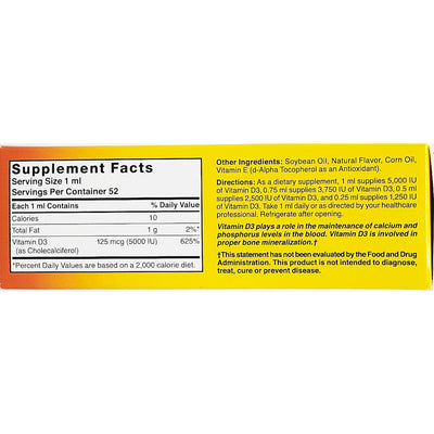 Vitamin D3 Liquid 125 mcg (5000 IU)1.75 fl oz (Sugar Free)