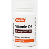 Vitamin D3 - 50 mcg (2000 IU) 100 Tablets by Rugby