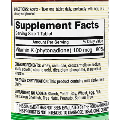 Vitamin K 100 mcg 100 Tablets by Mason Natural