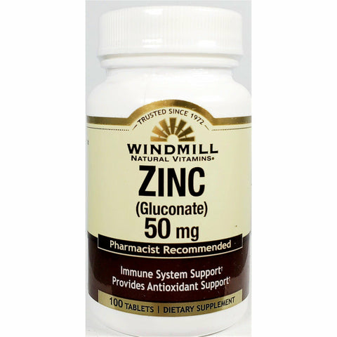 Windmill Zinc Gluconate, 50 mg (Immune Support) 100 Tablets