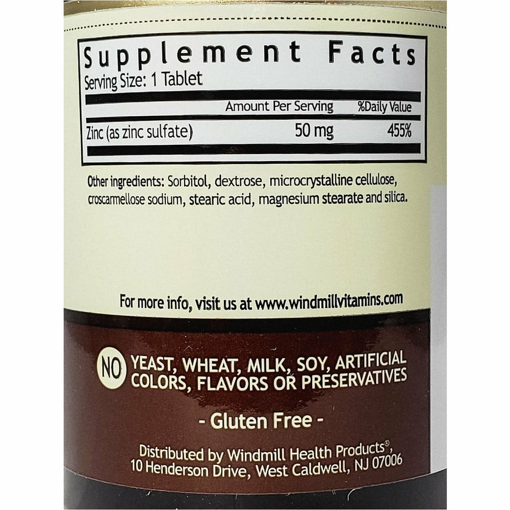 Zinc Sulfate 50 mg 90 Tablets by Windmill Hargraves Online Healthcare