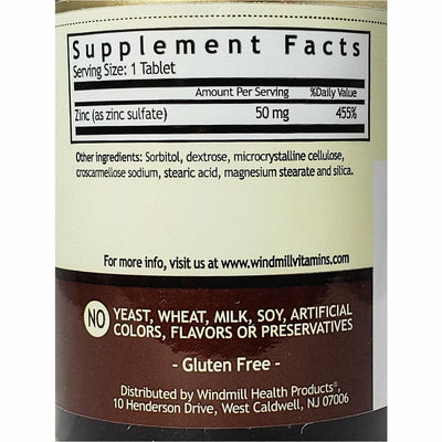 Windmill Zinc Sulfate 50 mg 90 Tablets