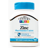 Zinc plus Vitamins C and B6, 90 Chew Tabs by 21st Century
